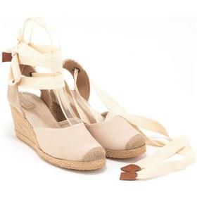 Resim Star Tombis Gerçek Elişi Ipli Espadril Dolgu Topuk Keten Espadril Handmade Bej 