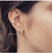 Resim Heppii 12 Mm Cerrahi Çelik Gold Halka Küpe Altın 