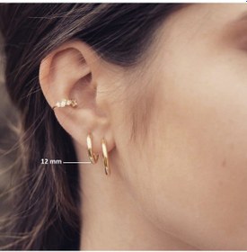 Resim Heppii 12 Mm Cerrahi Çelik Gold Halka Küpe Altın 