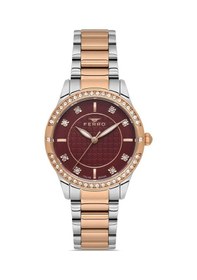 Resim Ferro Quartz Çelik Rose/gri Kırmızı Kadran 32 Mm Kadın Kol Saati 