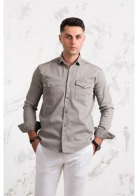 Resim Regular Fit Çift Cepli Renkli Erkek Pamuklu Kot Gömlek 