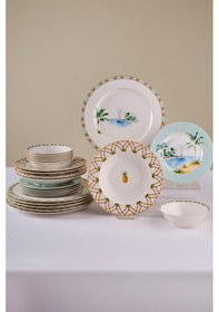 Resim Karaca Forever Bone Tropical 24 Parça 6 Kişilik Yemek Takımı Çok Renkli 