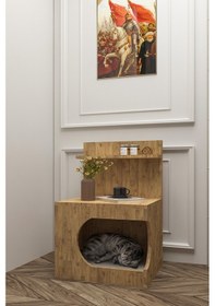 Resim Kedi Evi Komodin,pet Komodin,yıkanabilir Minderli,atlantik Çam 