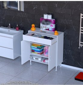 Resim Modilayn Emir 85 X 88 X 32,5 Cm 1 Çekmece 2 Kapak 2 Raf 3 Bölme Çok Amaçlı Banyo & Mutfak Dolabı Beyaz 