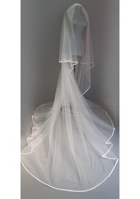 Resim Suzanna Moda Saten Biyeli Çift Kat Taraklı Hayal Tül Gelin Duvağı 2.50 Cm Uzun Kat - 85cm Kısa Kat Krem 