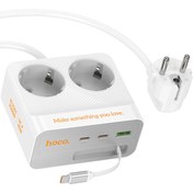 Resim hoco. AC28 Descanso 6in1 2M 2500W Priz Dönüştürücü - Beyaz 
