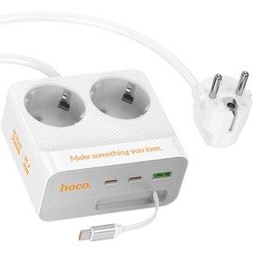 Resim hoco. AC28 Descanso 6in1 2M 2500W Priz Dönüştürücü - Beyaz 