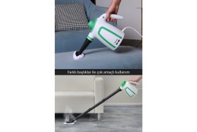 Resim Çok Amaçlı 2'li Buharlı Temizlik Makinesi, El ve Mop Özellikli, Beyaz 