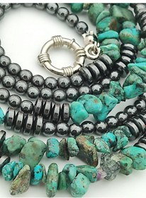 Resim Stoneage Gerçek Afrika Turkuazı Ve Hematit Taşlı Gemici Kilit Şif 
