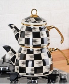 Resim Acar Qualita King Doroty Dama Dekor Emaye Çaydanlık Takımı Xap-06375/6 