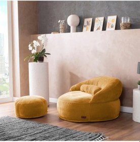 Resim Argimo Elissa Yıkanabilir Tek Kişilik Berjer Puf Sarı 