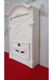 Resim USKUL DOKUM Döküm Posta Kutusu - Beyaz Aslanlı 