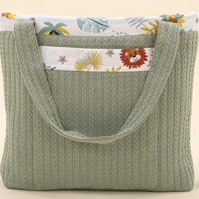 Resim Bebek Bakım Çantası - Koyu Yeşil Örgü - Hayvanat Bahçesi 