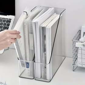 Resim 1/2/4 adet Şeffaf Akrilik Kitap Standı - Su Geçirmez, Dikdörtgen Depolama Organizatörü Not Bileklikleri, A4 Kağıt, Zarf, Dosyalar ve Dergiler için - Ev ve Ofis Düzenleme için İdeal, Ofis Düzenleme | Modern Kitaplık | Dayanıklı Plastik, Kitap Depolama Organizatörü 