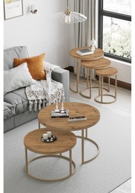 Resim Faymend Platoon 2li Orta Sehpa & Zigon Sehpa Seti 'capicino Atlas Çam' Takım 3+2 Capicino Atlas Çam 