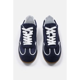 Resim Nilufarr Team Lacivert Süet Hakiki Deri Kadın Sneaker 