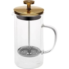 Resim UltraMint 350ML Çift Cidarlı Borosilikat Cam French Press, Gold Renk 