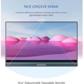 Resim Arzopa A1 T 15.6" 30 Ms 60Hz Full Hd IPS Ultra Ince Dokunmatik Taşınabilir Monitör 