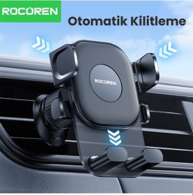 Resim Rocoren Metal Kancalı Havalandırma Destekli Araç İçi Telefon Tutucu 