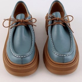 Resim Gabriel Mavi Hakiki Deri Kadın Loafer Mavi 