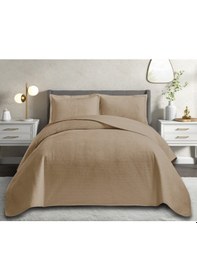 Resim Yeni Nesil Nubuk Yaz - Kış Modern Lüks Yatak Örtüsü, Pollen ,çapa , Çift Kişilik Cappuccino 