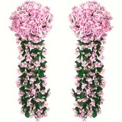 Resim Kiraz Çiçeği Yapay Çiçek Sarmalı - 1 adet, Düğün Dekoru, Ev Aksesuarları ve Açık Hava Bahçe Partileri için Sahte Çam İğnesi & Yeşil Yapraklı Çelenk 