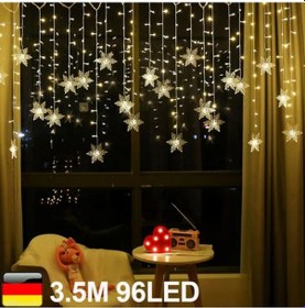 Resim Led Kar Tanesi Işık Zinciri Işık Perdesi Pencere Noel Işıkları Replika 3,5 M 96 Adet Led Sıcak Beyaz Beyaz Çok Renkli 