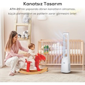 Resim UFO Kule Tipi Kanatsız Vantilatör ve HEPA H13 Filtreli Hava Temizleyici, 36W, 10 Hız Kademesi, Enerji Tasarruflu Tasarım 
