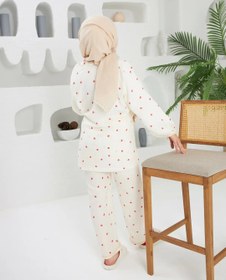Resim Lolly Babies Lohusa Pijama Takımı | Kırmızı Kalp | Pamuklu - M 