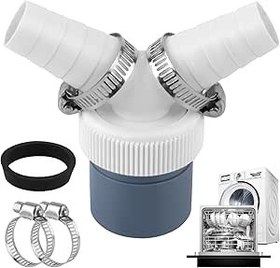 Resim Gider çamaşır makinesi çift bağlantı, 1 1/4 mm çamaşır makinesi tahliye adaptörü, Y şeklinde çamaşır makinesi bağlantısı, çamaşır makinesi bağlantısı, 18-24 mm giriş manşonlu gider ve çıkış 40 mm 