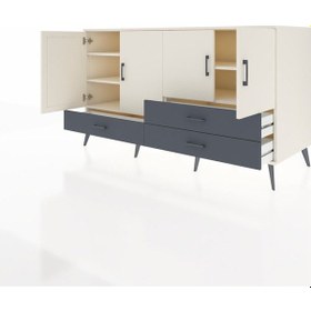 Resim Kronos Konsol 5 Raflı 3 Çekmeceli 4 Kapaklı 176x59x99 Aytaşı-ayta Aytaşı-aytaşı/antrasit 