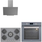 Resim Silverline 3'lü Ankastre Set Gri Cam Set BO6502S02-3481 Gri -CS5622S01 