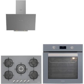 Resim Silverline 3'lü Ankastre Set Gri Cam Set BO6502S02-3481 Gri -CS5622S01 