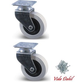 Resim Mobaksaksesuar 50x20 Gri Döner Tablalı Teker 2 Adet 