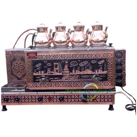 Resim OSMANLI ÇAY KAZANLARI Osmanlı Kız Kulesi 4 Gözlü Bakır Çay Kazanı Semaver çay makinesi 