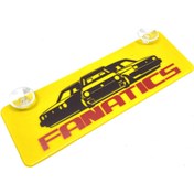 Resim Oto Aksesuarcım Fanatics Yazılı Sarı Dekor Plaka Vantuzlu Cam Süsü 22x7.5cm 