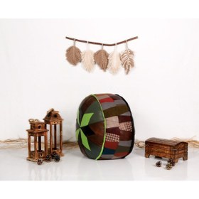 Resim Ottoman Pouffe El Yapımı Hakiki Deri Bohem Bahçe Balkon Bungalov Puf Yer Minderi 60x30cm Dolgulu Gönderilecektir. 