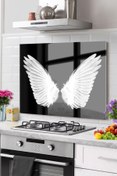 Resim aylintac Premium Mutfak Cam Ocak Arkası Koruyucu Tezgah Ankastre Arkası Koruyucu 50x50cm | Melek Kanadı 