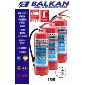 Resim 6 Kg Ruhsata Uygun 4 Yıl Tozlu Yangın Tüpü 3 Adet Set Talimat-levha-askı 