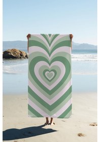 Resim Dijital Baskı Plaj Deniz Havlusu Kalpli Desen Peştamal Hvl0194 Renkli 