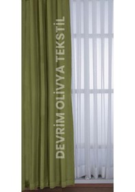 Resim Devrim Olivya Tekstil Lüks 1. Sınıf Özel Dikim Yeşil Blackout Işık Geçirmez Fon Perde Ekstraforlu Karartma Blackout Yeşil 