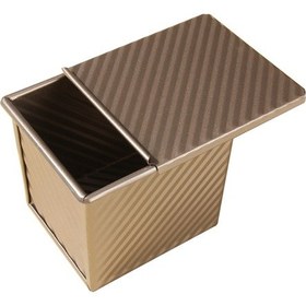 Resim Ekmek Tost Kutusu Kalıbı Altın Karbon Çelik Yapışmaz Yivli Tasarım Kapaklı Somun Tavası Fırın Pişirme İçin L 11.6x10x11cm Diğer Çok Renkli 