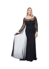 Resim Moda Berray 8028 Uzun Kollu Arkası Şifon Kuyruklu Abiye Elbise Siyah Siyah 