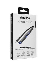 Resim S-link Swv-usbc023 4 İn 1 Gri Metal Typec To 2-usb2.0 Usb 3.0, Pd Type C Adaptör 