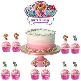 Resim Paw Patrol Sky Cake Topper Set Pasta Seti 20 Kürdan 25 Kek Kalıbı 1 Pasta Üstü Büyük Doğum Günü Pasta Süsü +3 