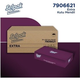 Resim Selpak Professional Extra Kutu Mendil 21 X 18 Cm 80 Yaprak X 24 Adet 