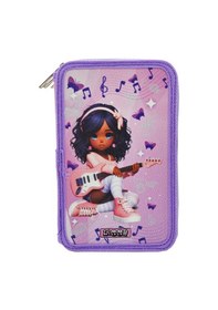 Resim Xl Jumbo Model Gitarlı Kız Müzik Kalem Kutusu Organizer Kalemkutu 3 Bölmeli Kalemlik Mor Mor 