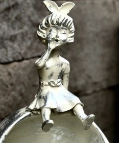 Resim Dekoratif Polyester Çerezlik&telefonluk Biblo Krem Gümüş Eskitme 