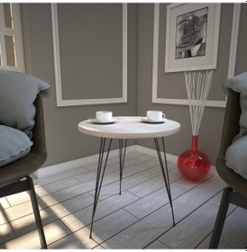 Resim Sandalf Yan Sehpa & Metak Ayaklı Servis Sehpası Deniz Meşe 