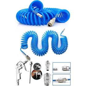 Resim Proxtech Kompresör Spiral Hava Hortumu 8 mm 15 mt Hava Jakı Hava Tabancası Recor Seti 